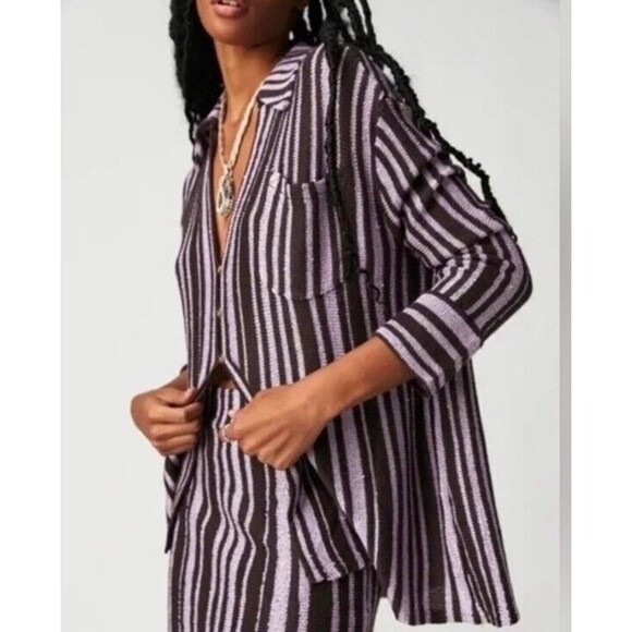 Free People Beach Bash Sweater Set Chocolate Plum Combo Size S Small $198 NWOT - Picture 7 of 12